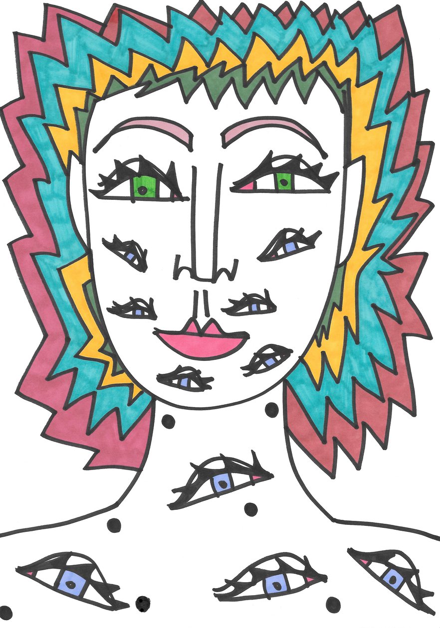 Ojos (rotulador sobre papel) de Daisy de Villeneuve