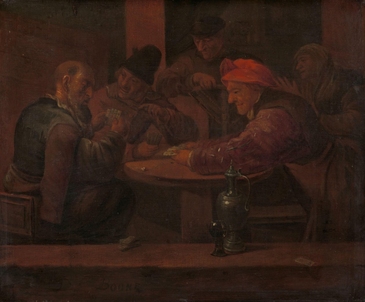 Hombres jugando a las cartas en una taberna de Daniel Boone