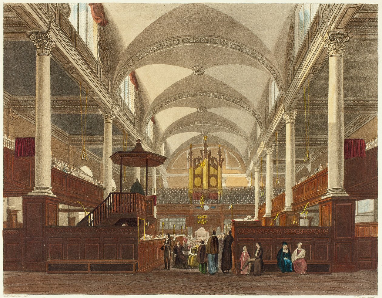Interior de la Iglesia de Cristo de Daniel Havell