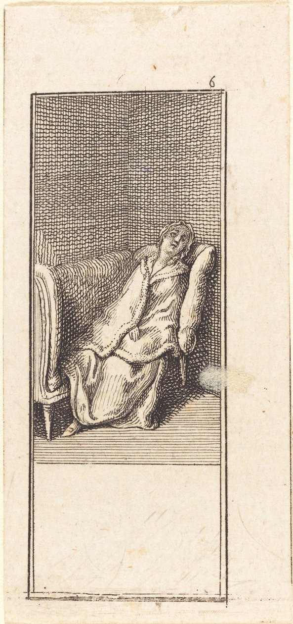 Niña Durmiendo en el Sofá de Daniel Nikolaus Chodowiecki
