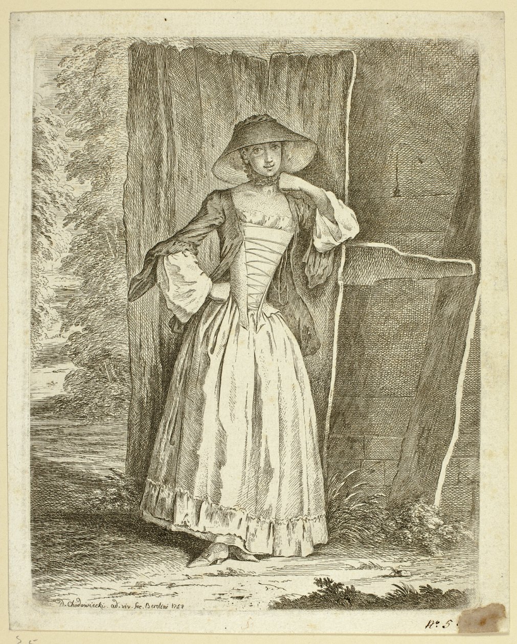 Señorita Quantin de pie de Daniel Nikolaus Chodowiecki