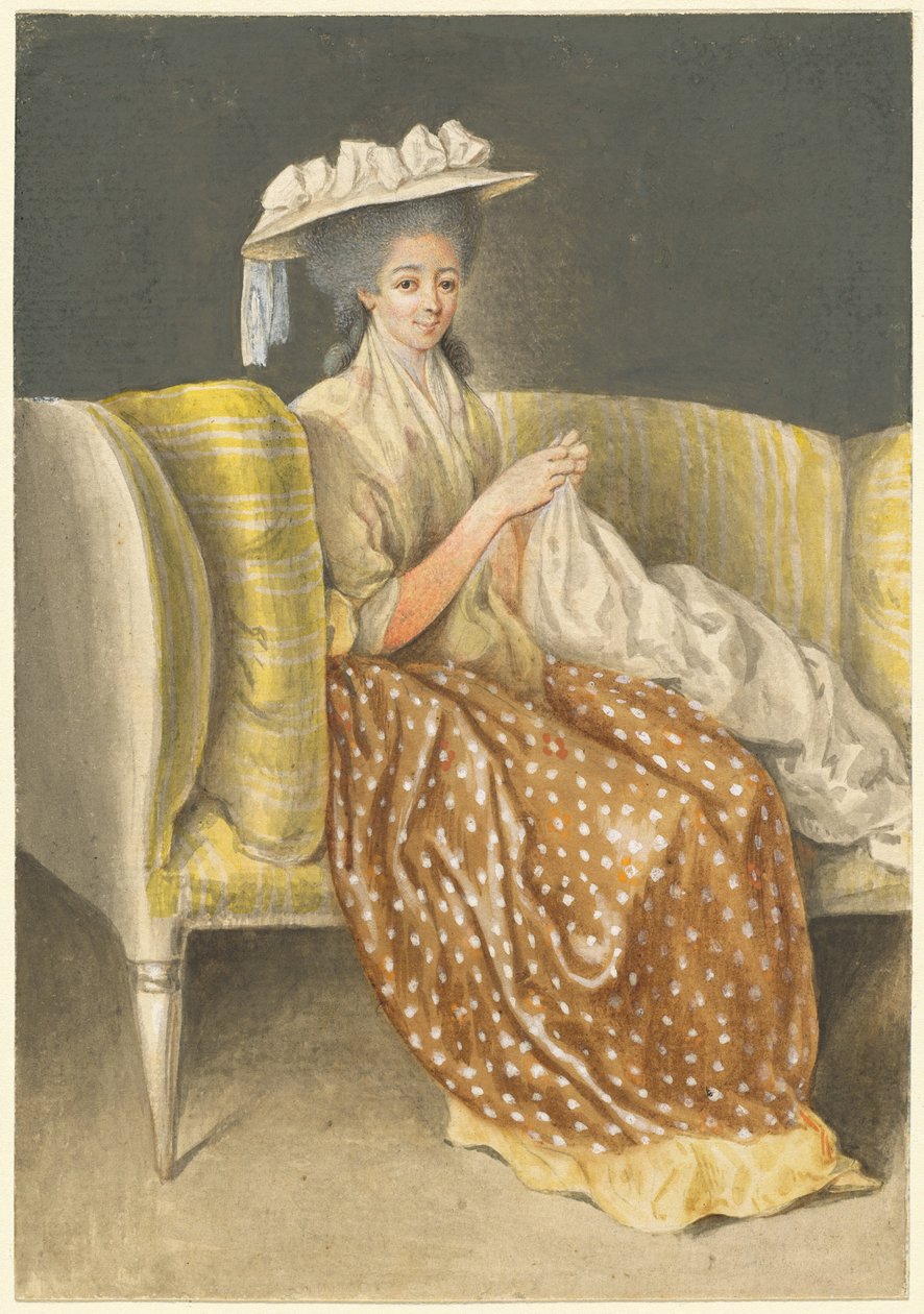 Retrato de una dama cosiendo de Daniel Nikolaus Chodowiecki