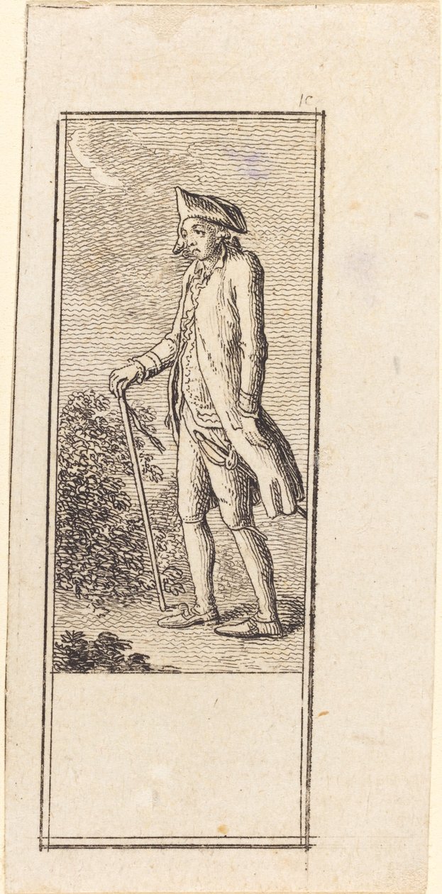 Joven con bastón de Daniel Nikolaus Chodowiecki