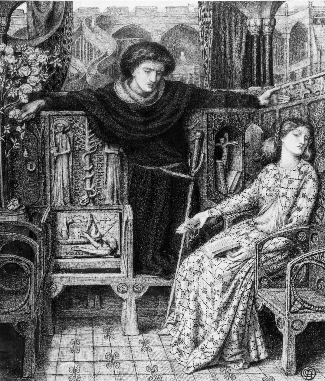 Hamlet y Ofelia, 1858 de Dante Gabriel Charles Rossetti