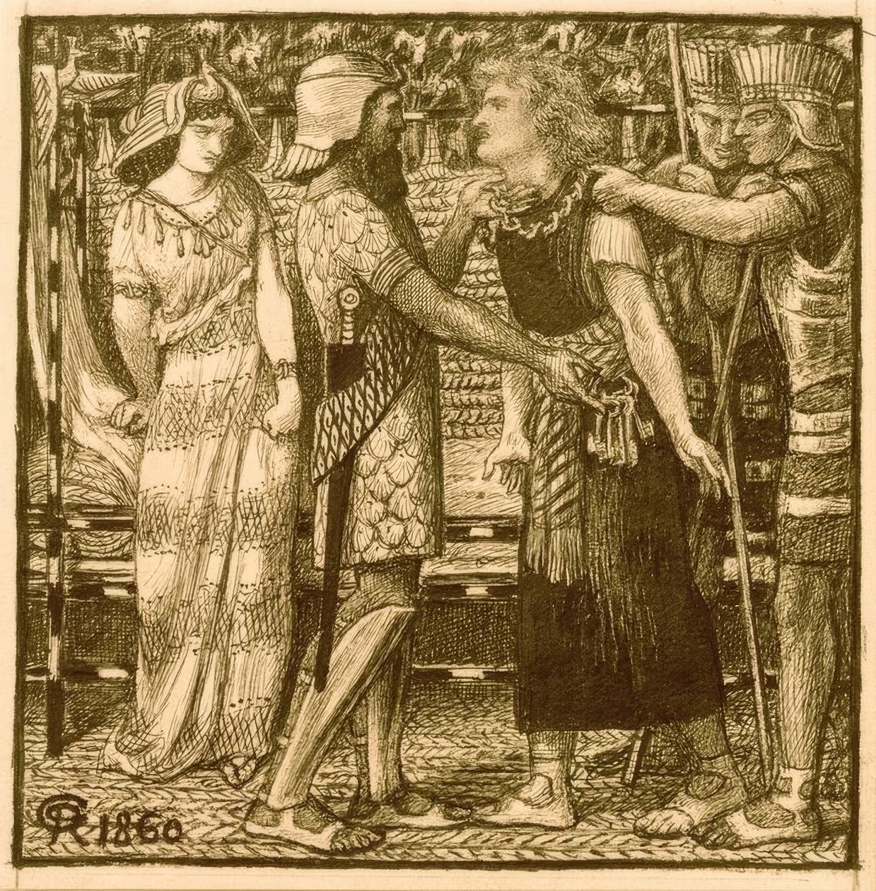 José acusado ante Potifar de Dante Gabriel Charles Rossetti