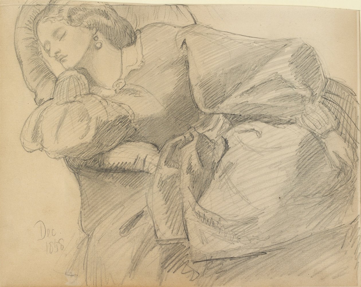 Ruth Herbert dormida, 1858 de Dante Gabriel Rossetti