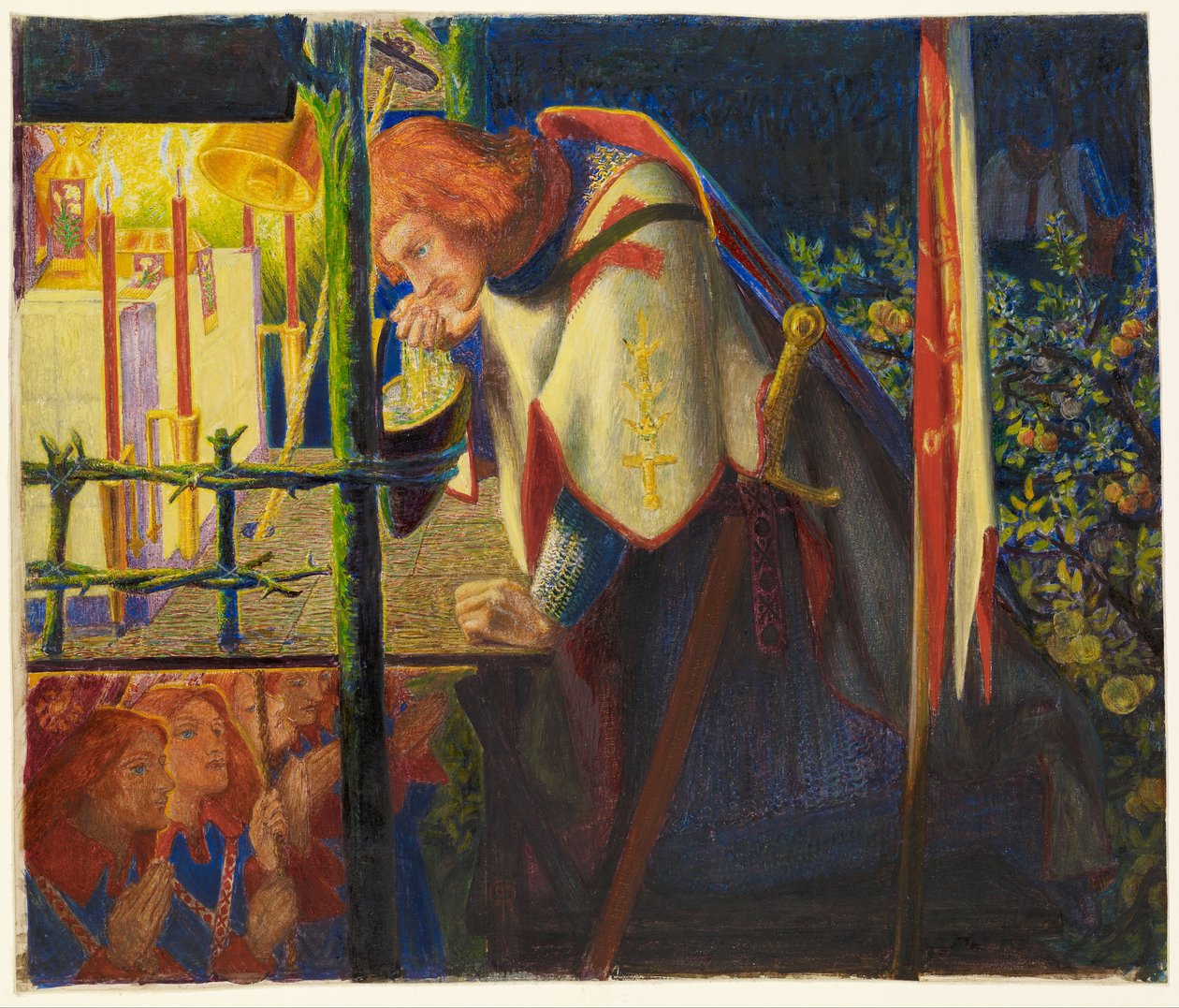 Sir Galahad en la capilla en ruinas de Dante Gabriel Rossetti