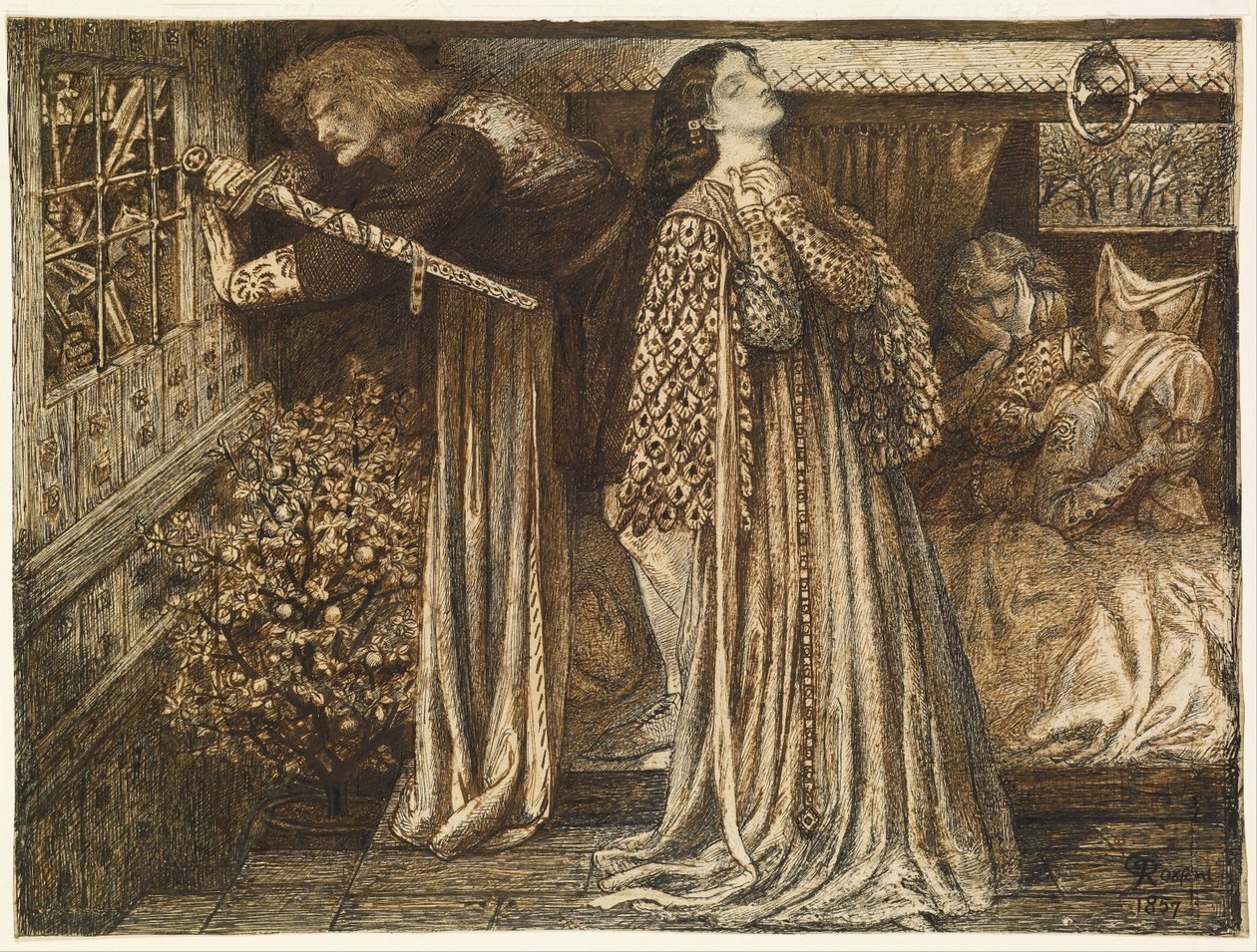 Sir Launcelot en la Cámara de la Reina de Dante Gabriel Rossetti