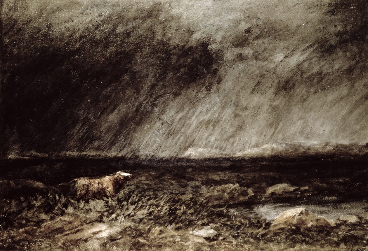 El desafío en los páramos, cerca de Bettws-y-Coed, Gales del Norte, 1853 de David Cox