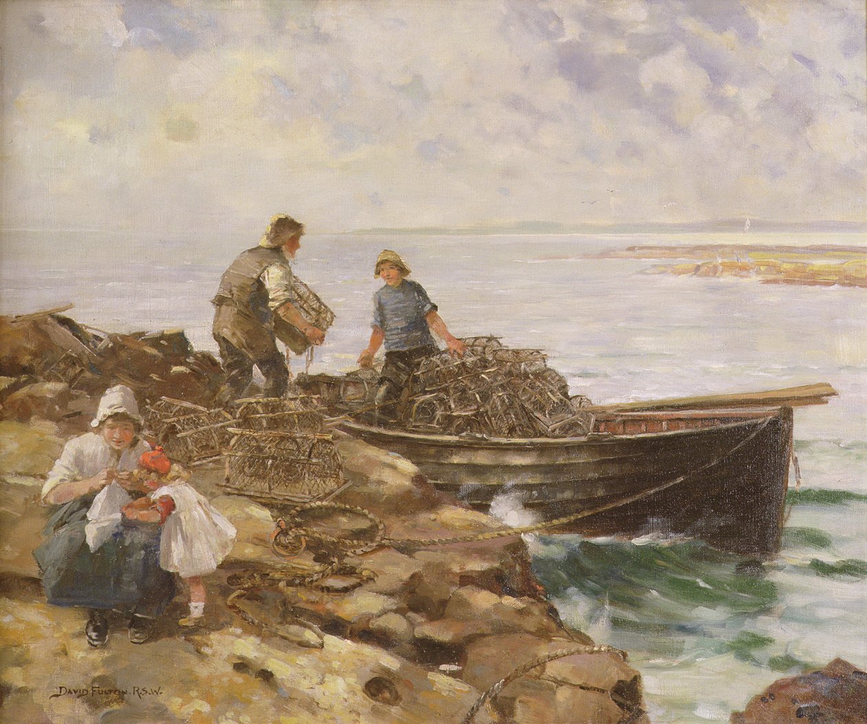 Cargando trampas para langostas, c.1900 de David Fulton