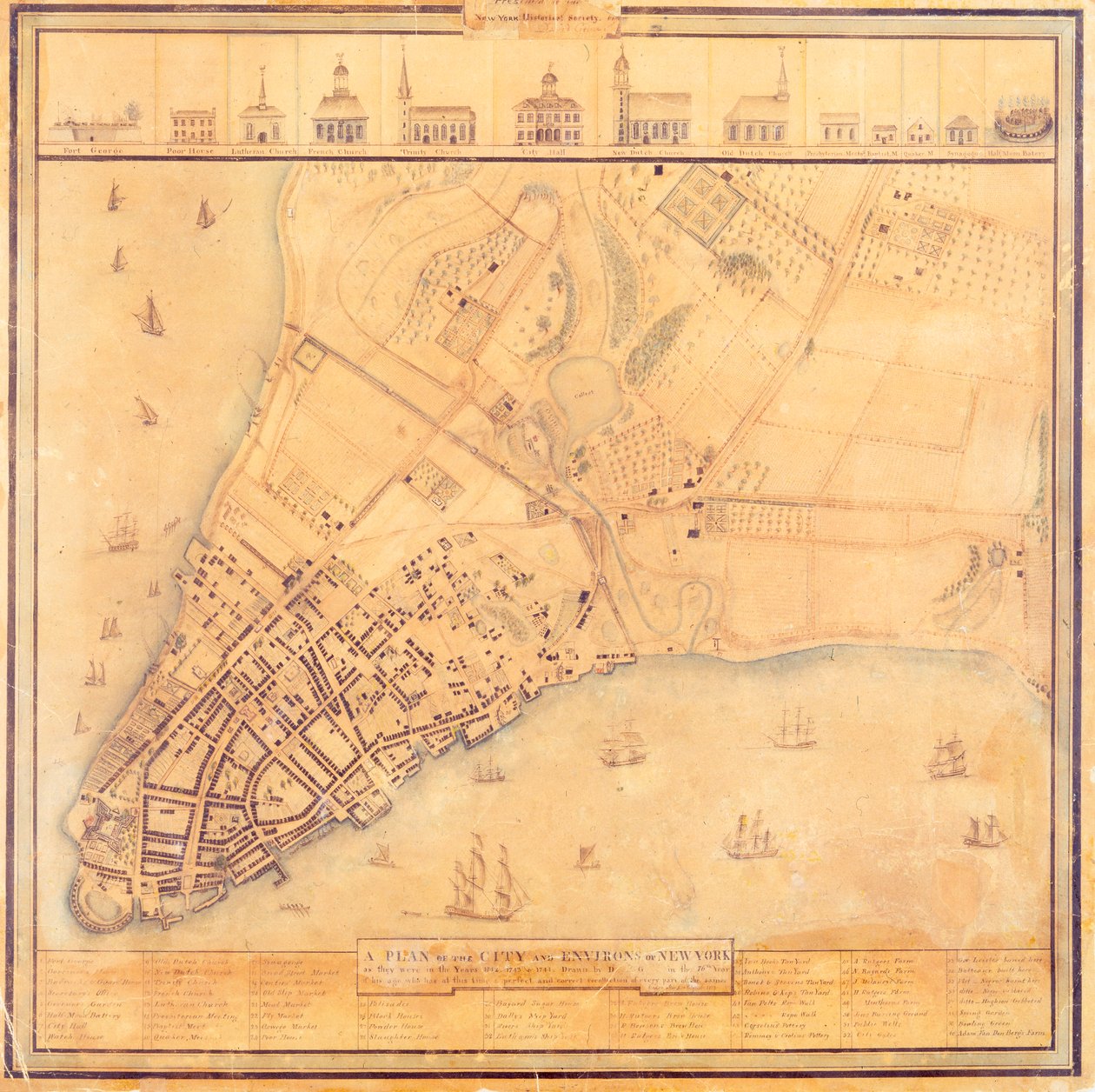 Mapa de Manhattan, c.1740 de David Grim