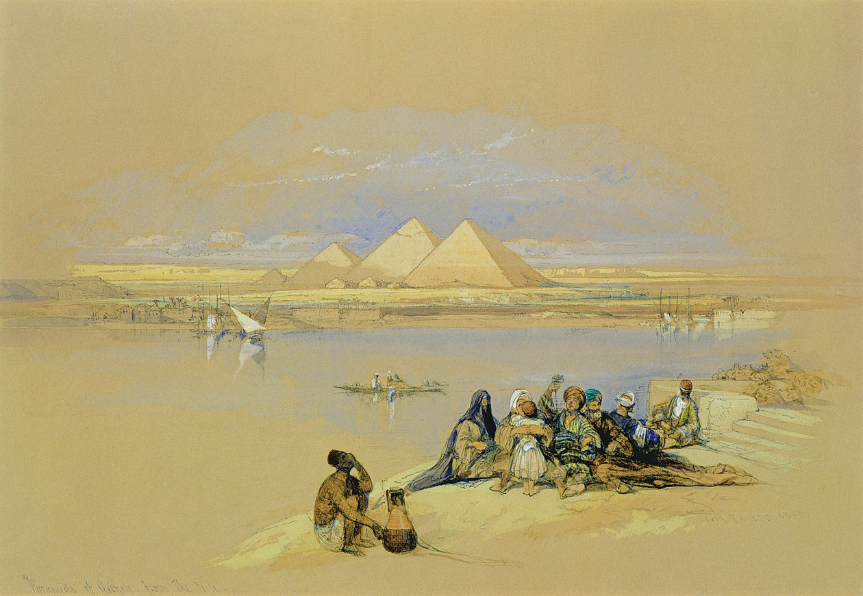 Las pirámides de Giza, cerca de El Cairo de David Roberts