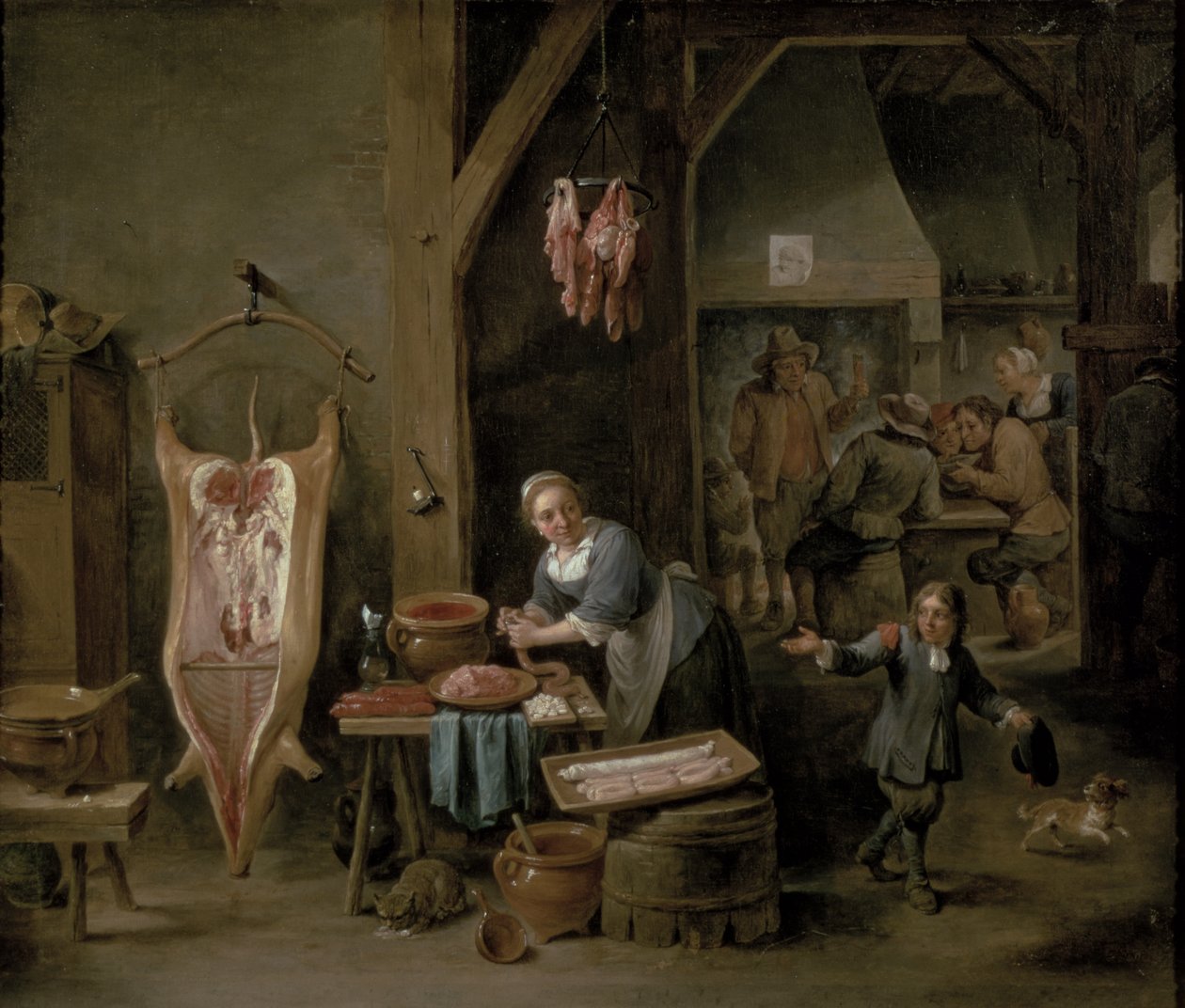 Fabricación de salchichas, 1651 de David Teniers the Younger