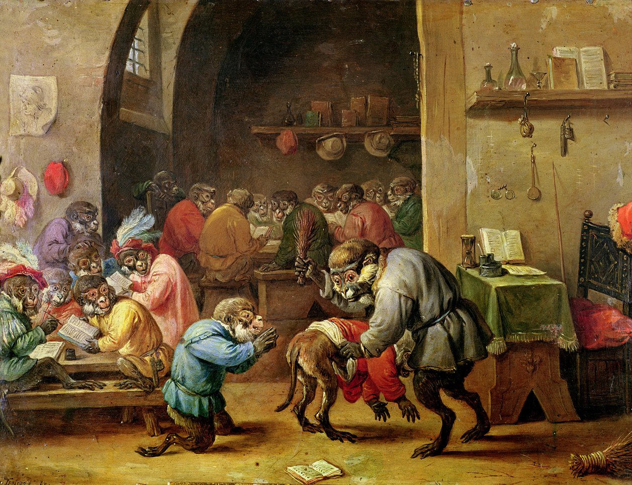 Los Monos en la Escuela de David Teniers the Younger