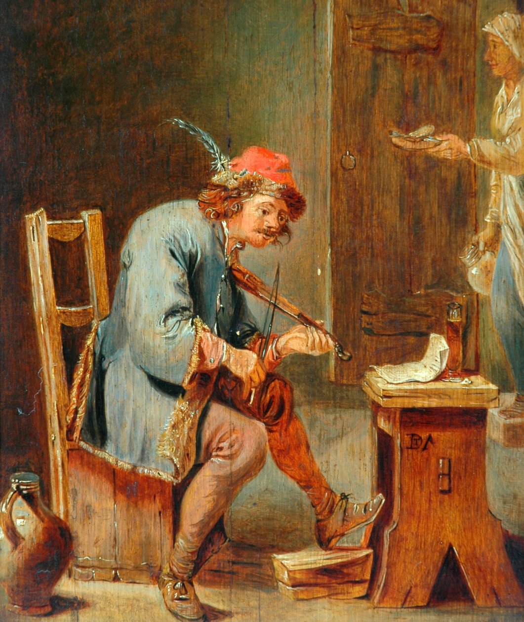 Hombre Tocando un Violín, 1800-50 de David Teniers the Younger
