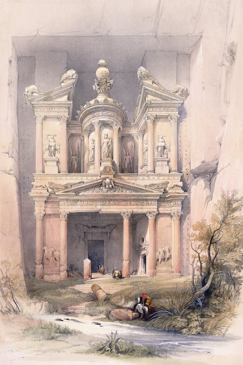 El Kasne (Tesoro), Petra, marzo 1839 de David (after) Roberts