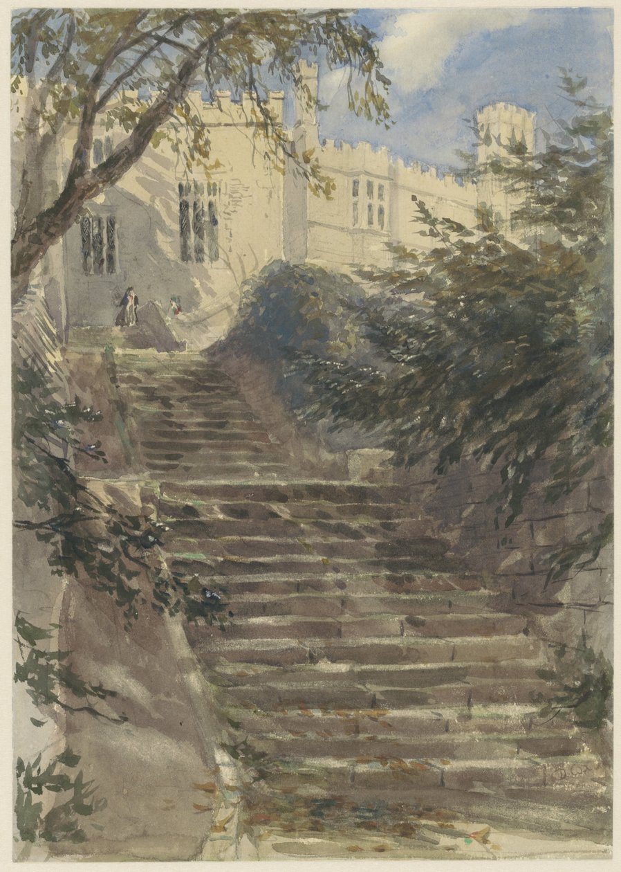 Escalera de jardín en Haddon Hall (Derbyshire) de David Cox (I)
