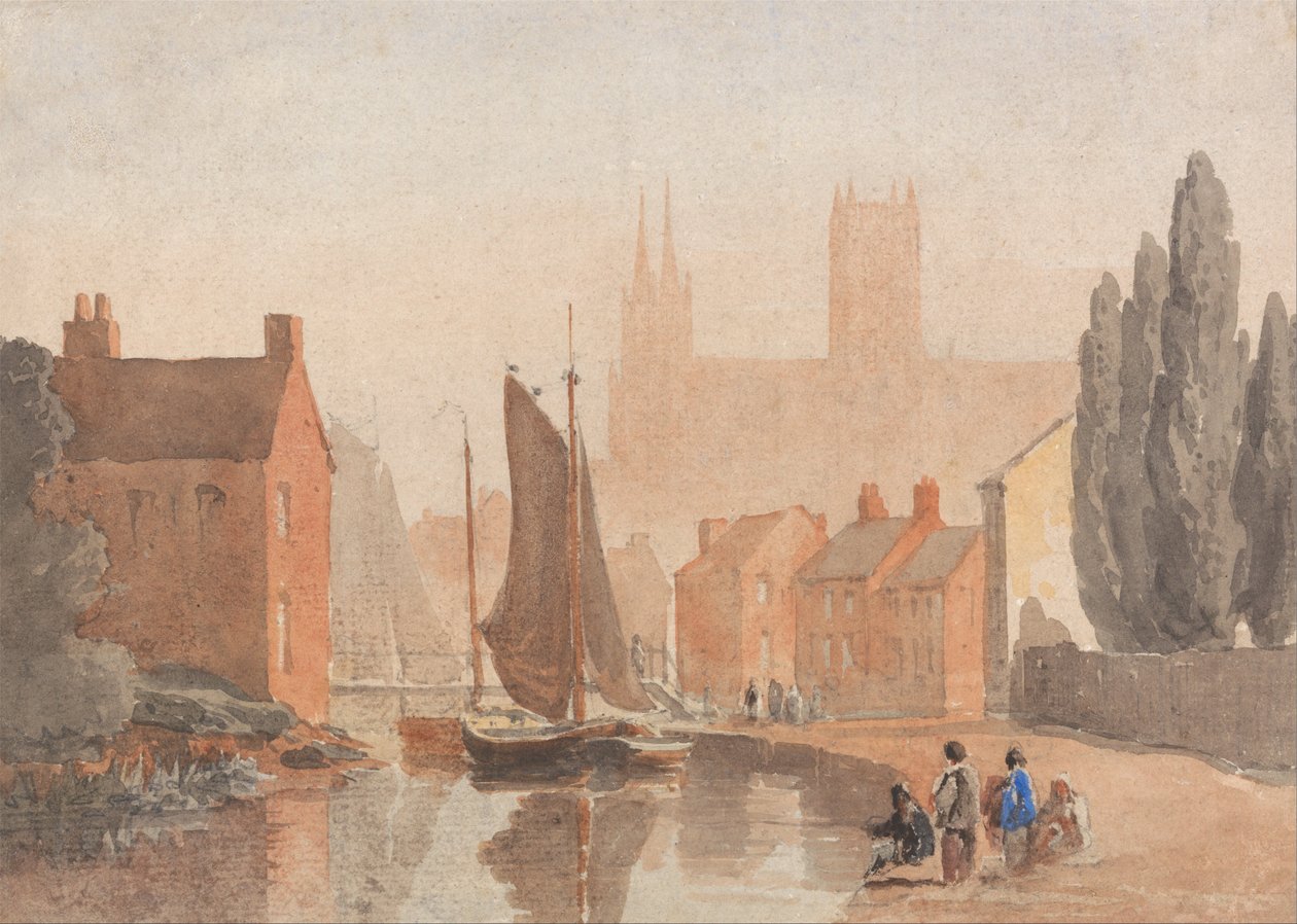 Catedral de Lincoln desde Brayford Pool de David Cox
