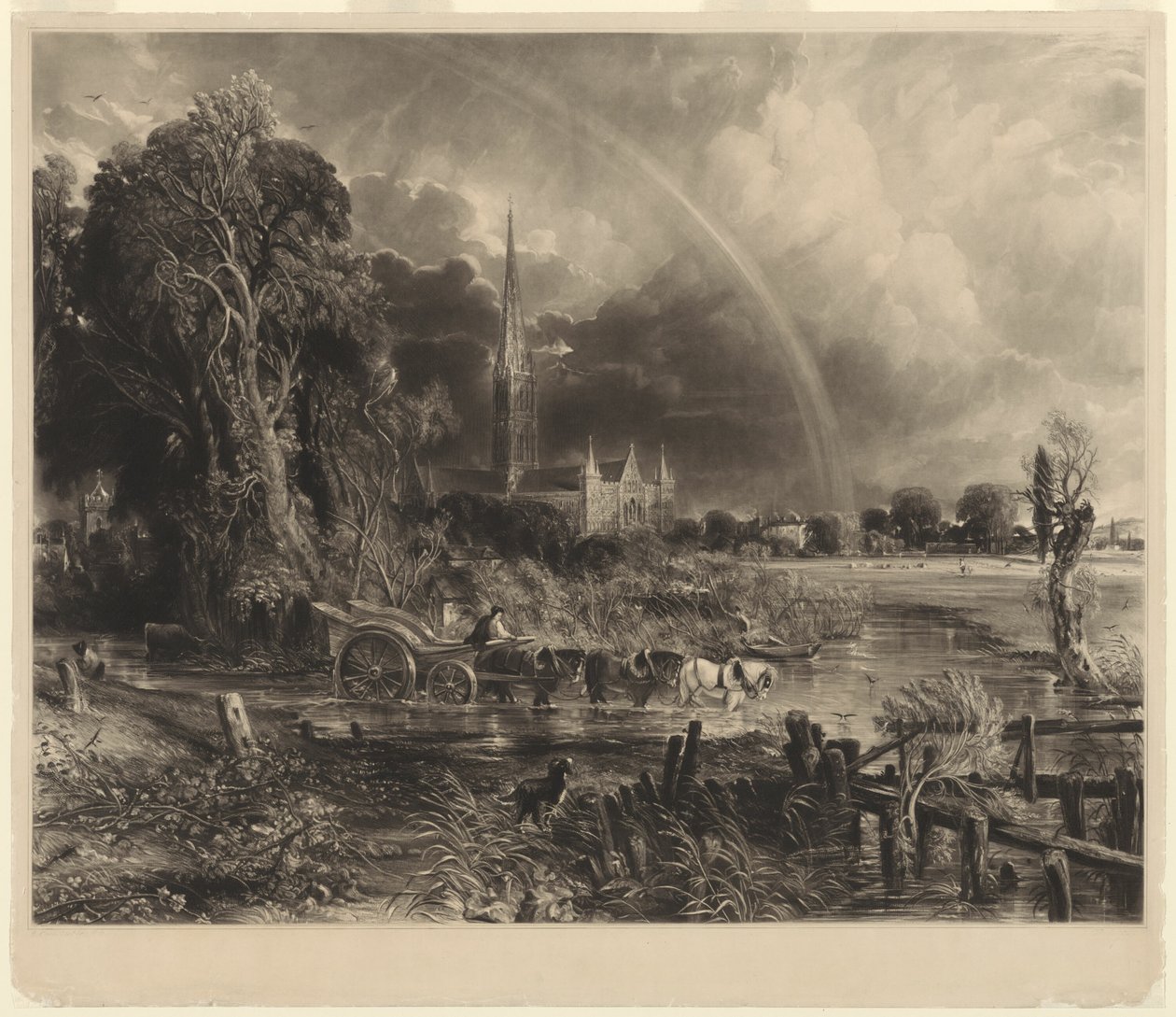 Catedral de Salisbury desde los prados: el arco iris de David Lucas