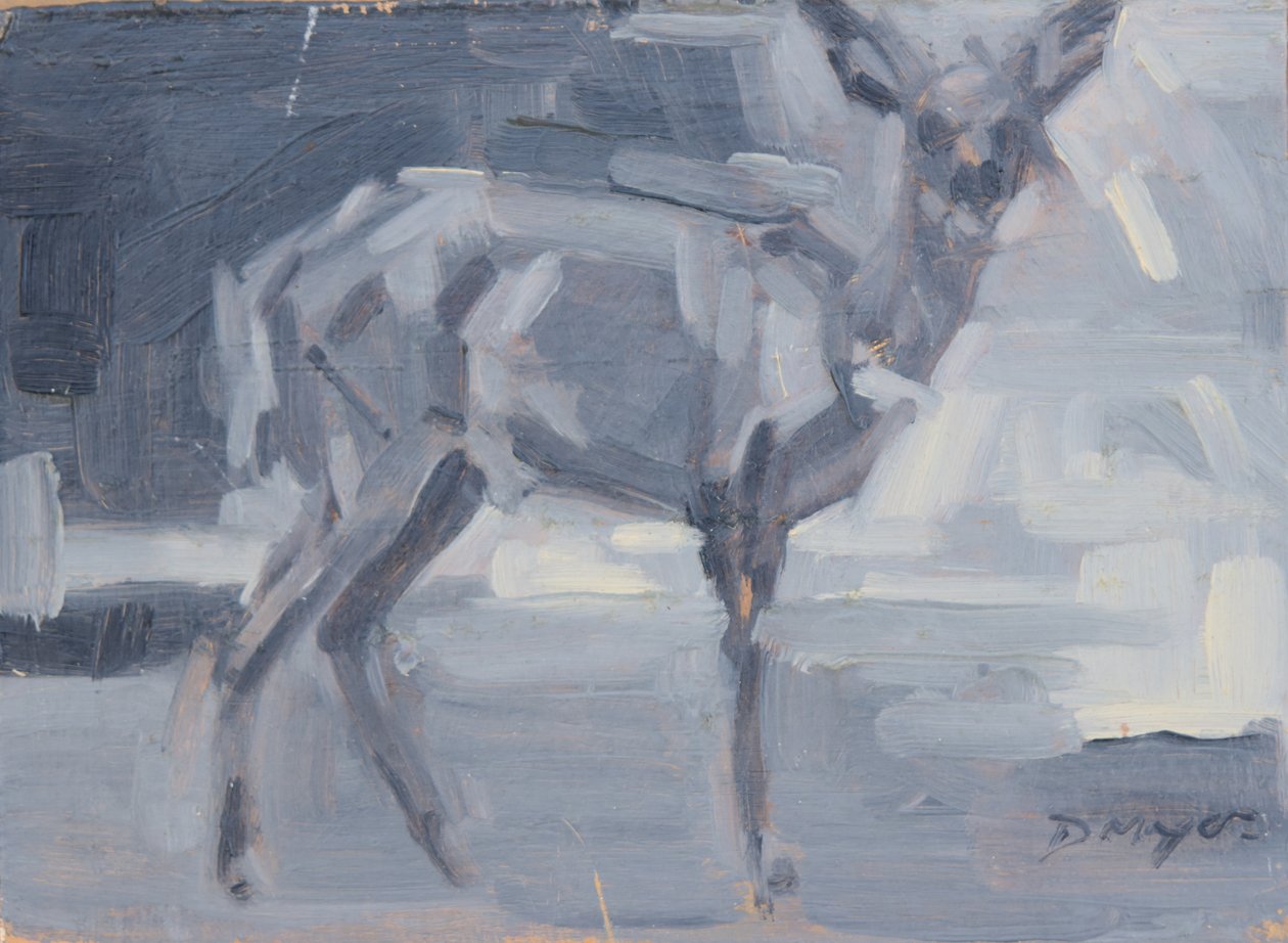 Bushbuck Doe, 2016 (óleo sobre panel) de David Mayer