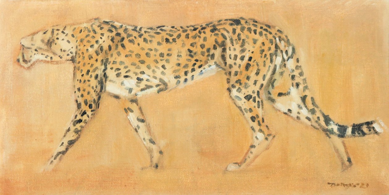 Guepardo al acecho, 2021 (óleo sobre lienzo) de David Mayer