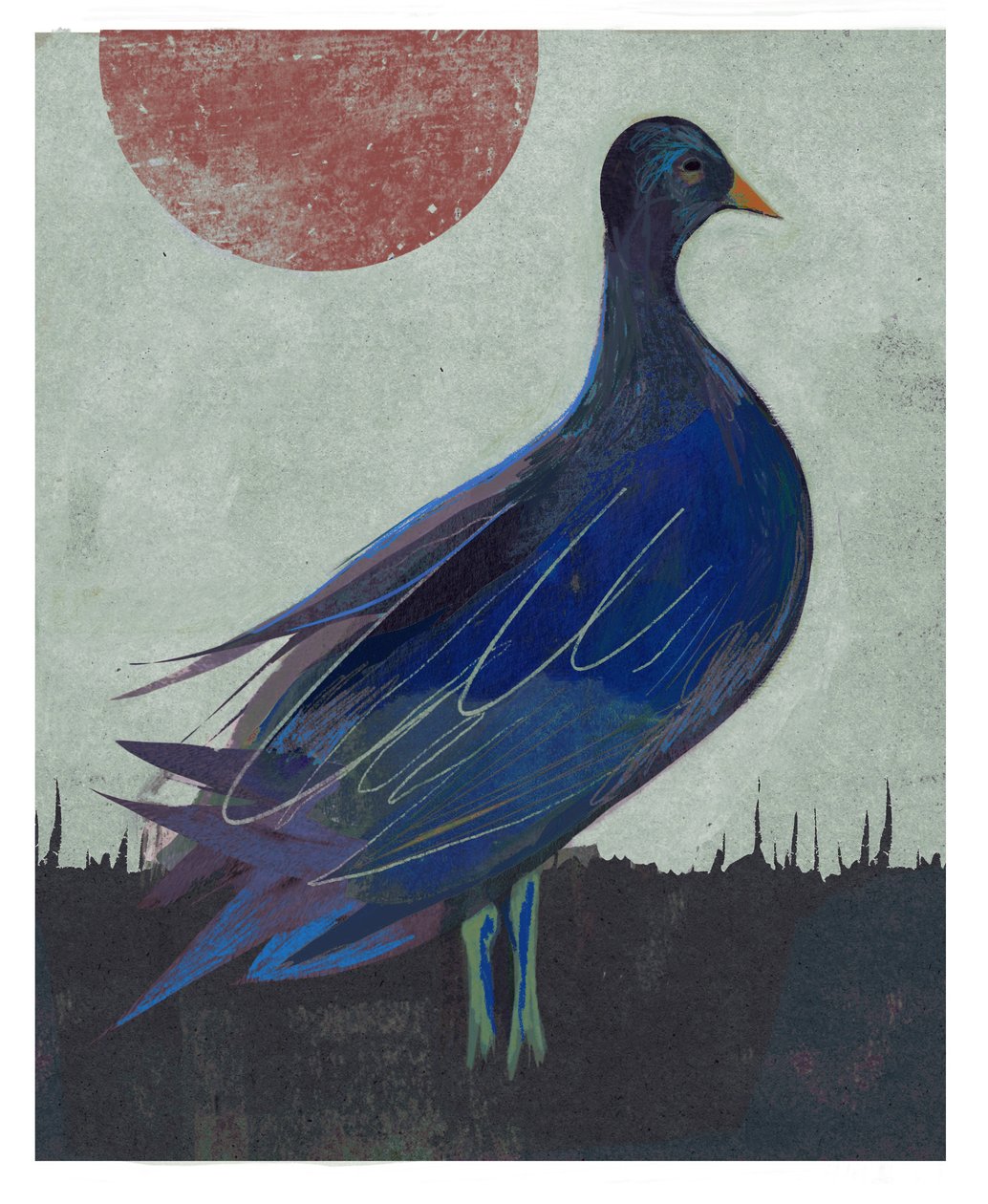 Pigeon Blues, 2023 (técnica mixta) de David McConochie