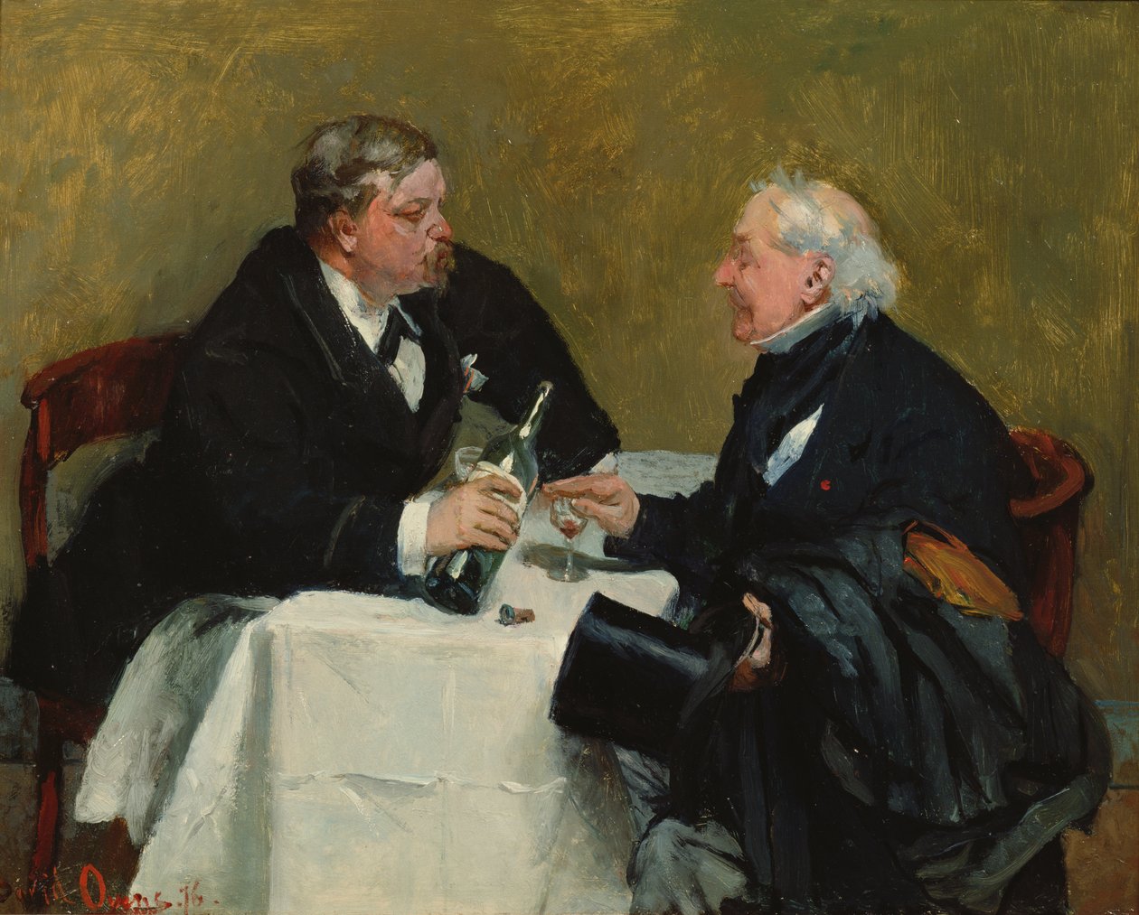 Rechazando una bebida, 1876 de David Oyens