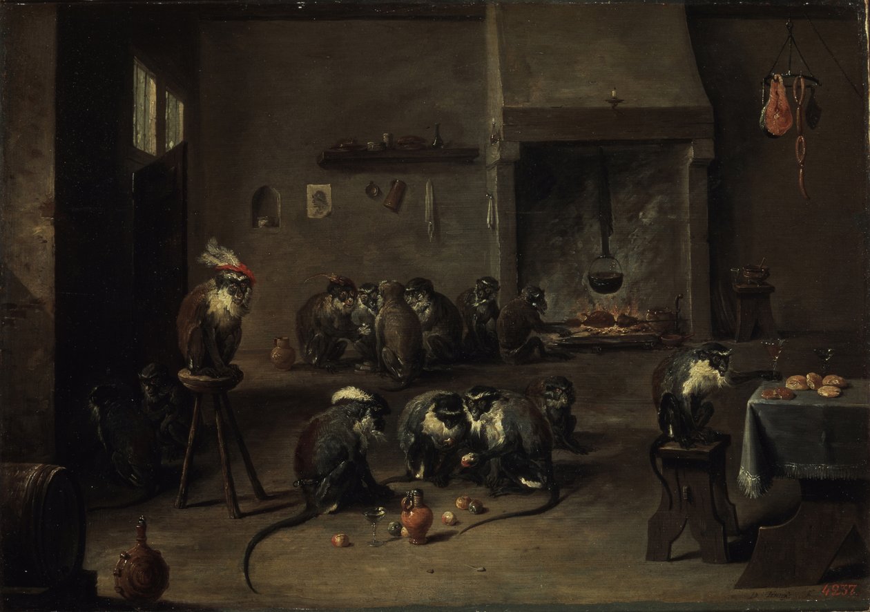 Monos en la cocina de David Teniers the Younger