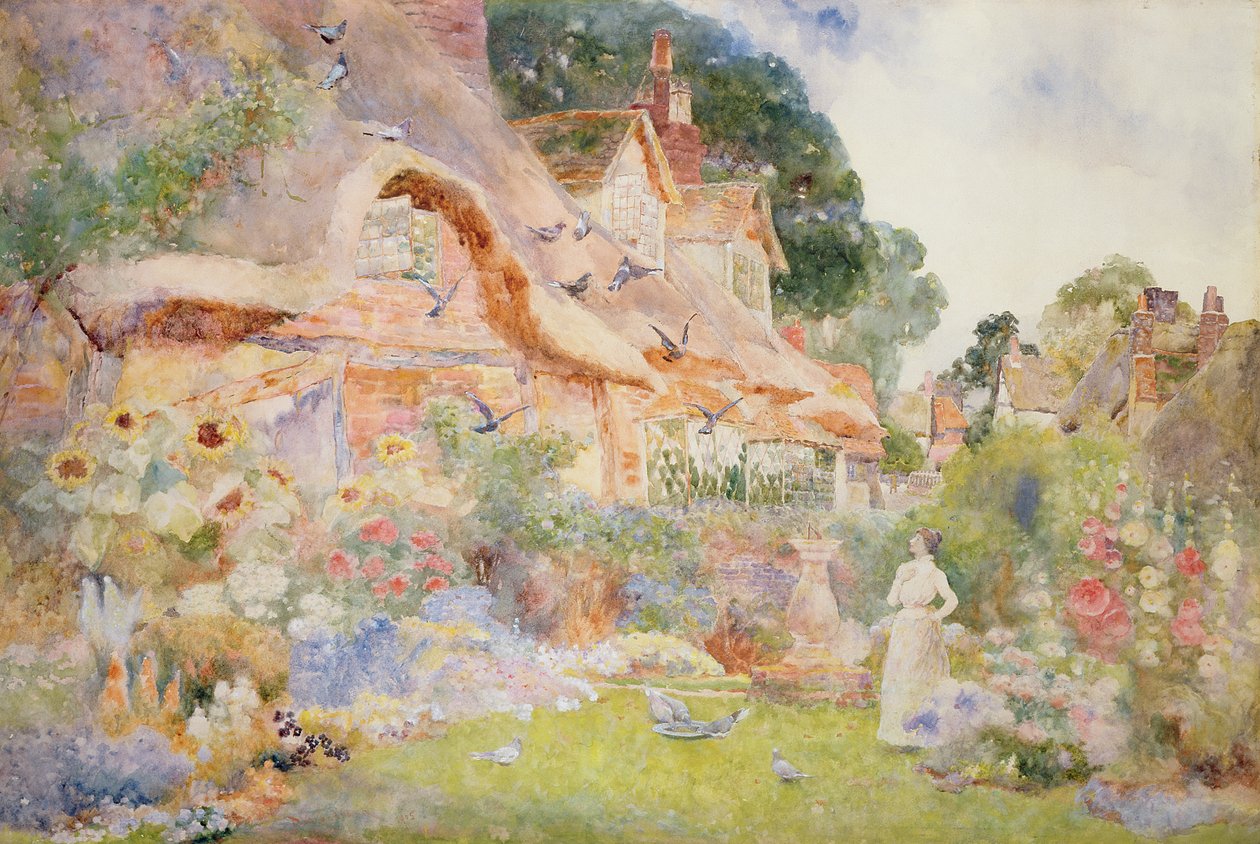 Observando las palomas, 1905 de David Woodlock