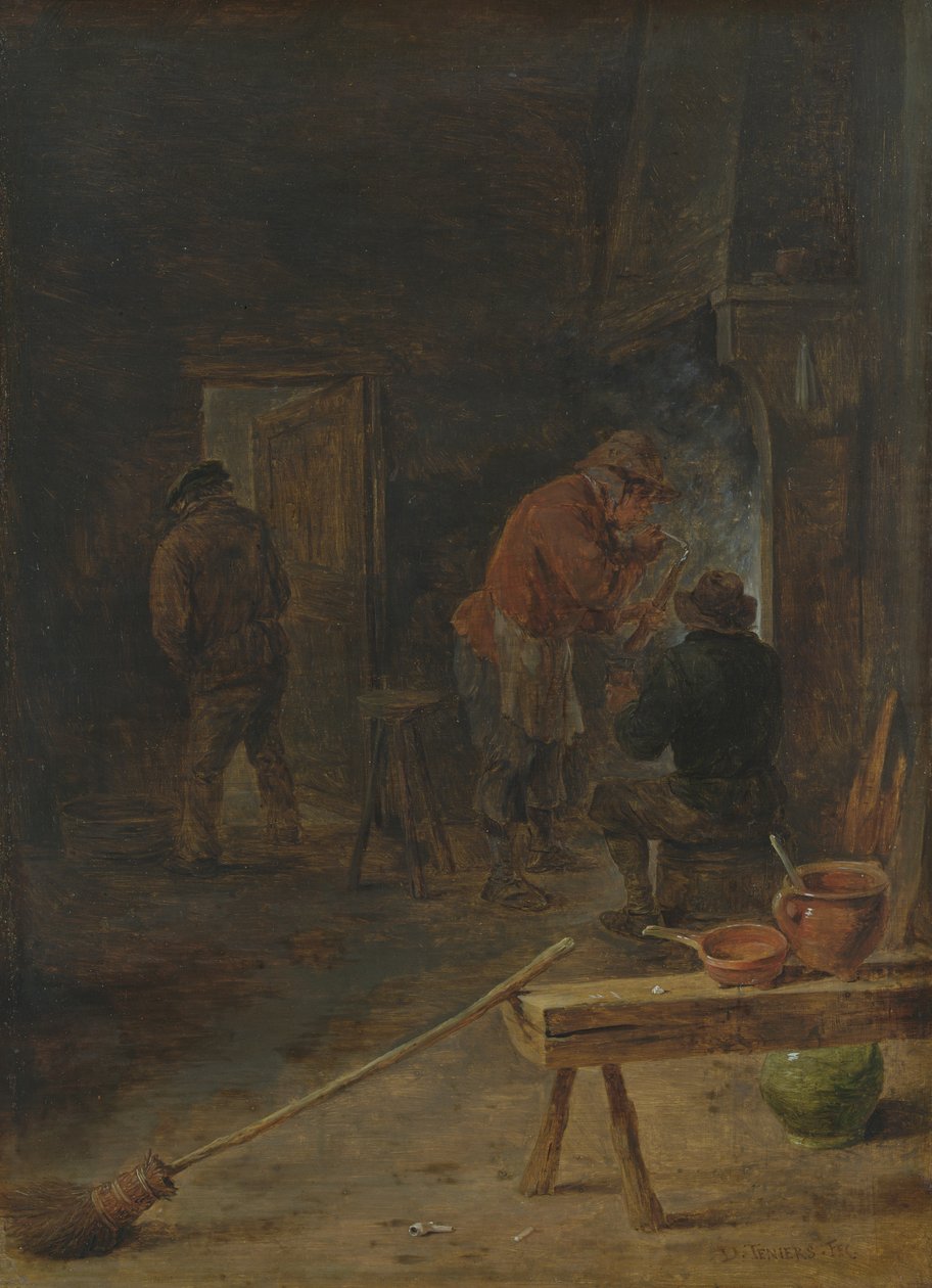 Campesinos alrededor de una chimenea de David Teniers the Younger