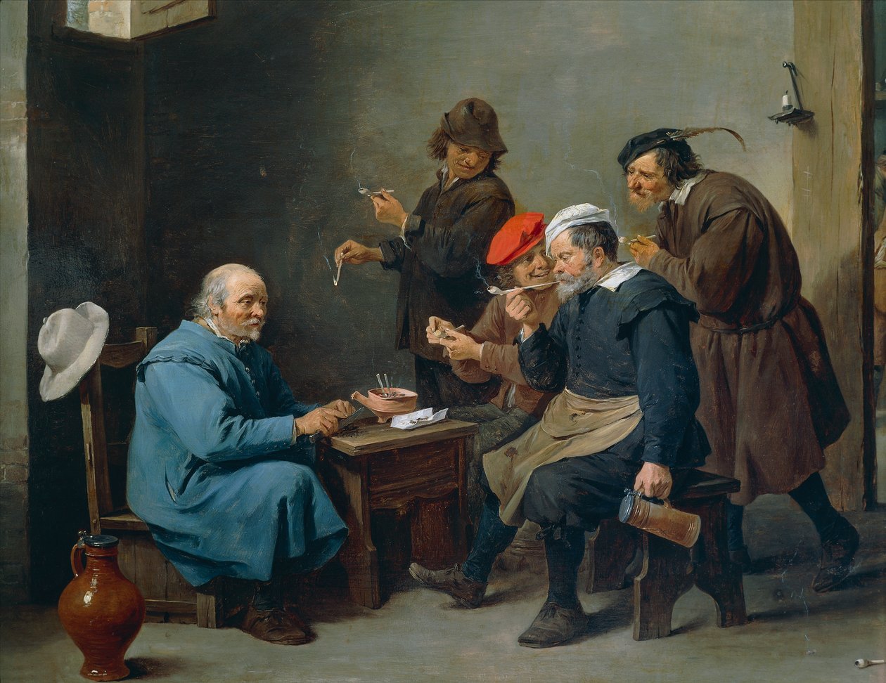 Hombre con sombrero blanco de David Teniers the Younger