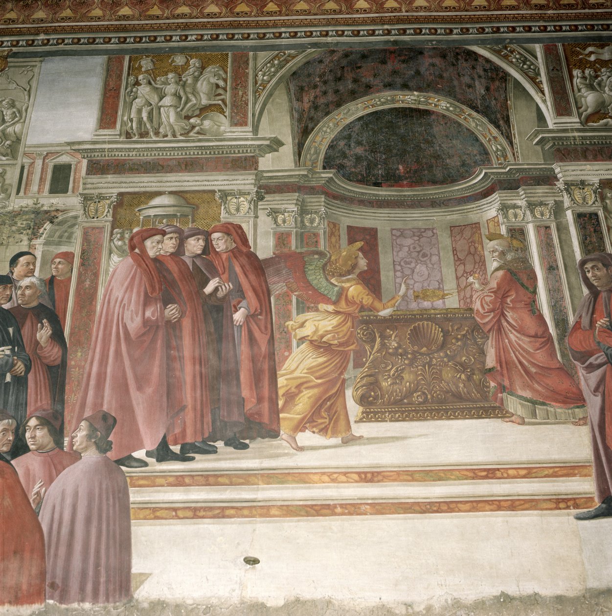 El ángel apareciendo a San Zacarías en el templo, 1485-90 de Domenico Ghirlandaio