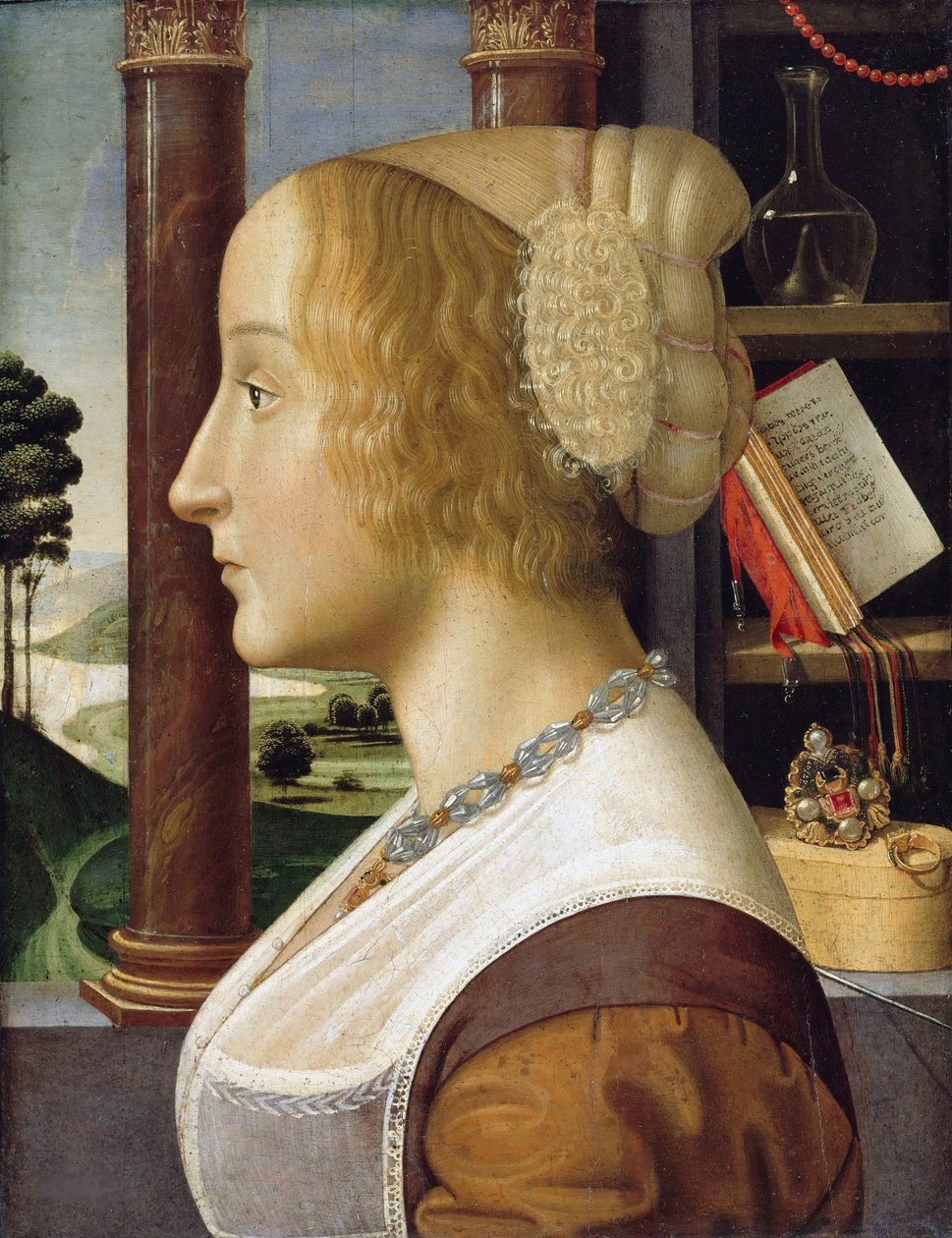 Retrato de perfil de una joven de Davide Ghirlandaio