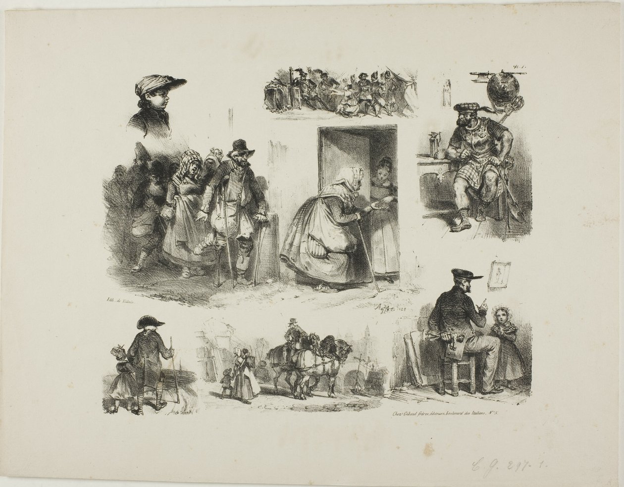 Hoja de bocetos de Denis Auguste Marie Raffet