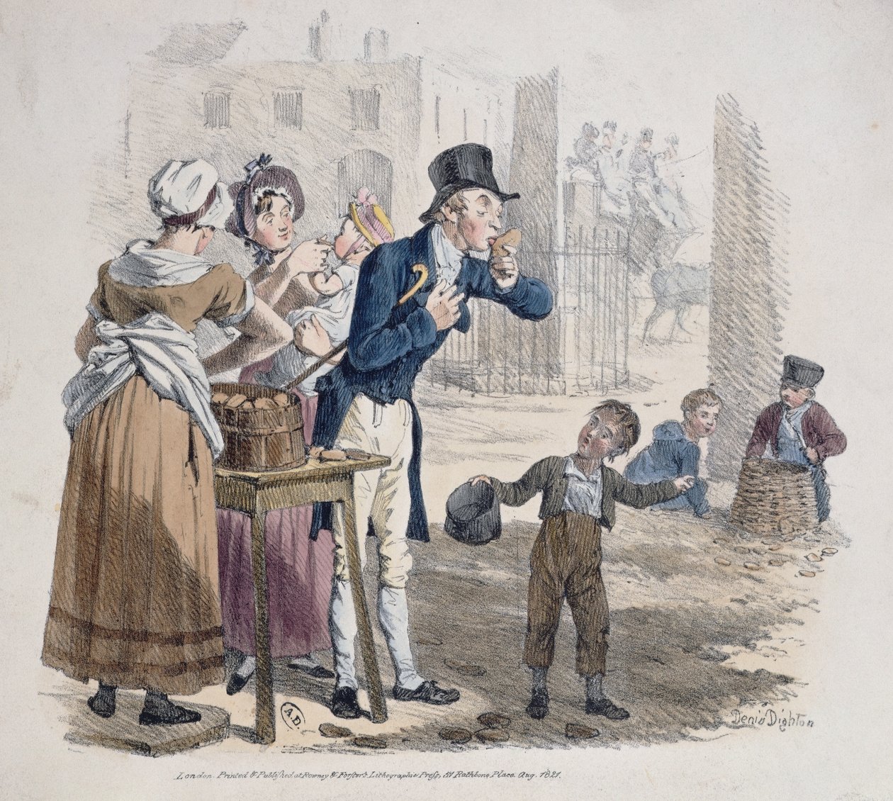 El vendedor de patatas asadas, 1821 de Denis Dighton