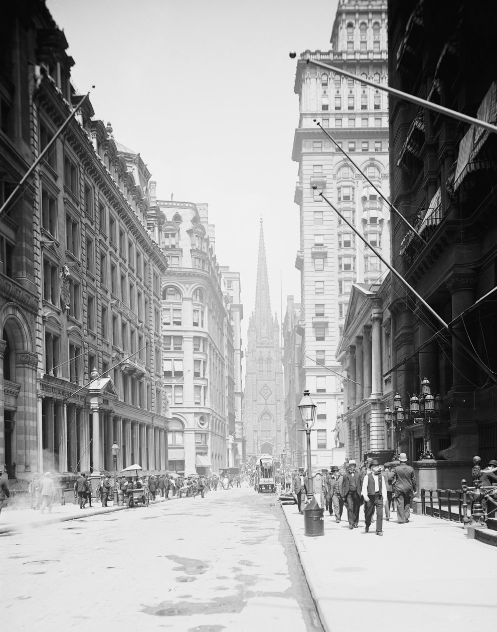 Wall St. y la Iglesia de la Trinidad, Nueva York, N.Y., 1903 de Detroit Publishing Co.