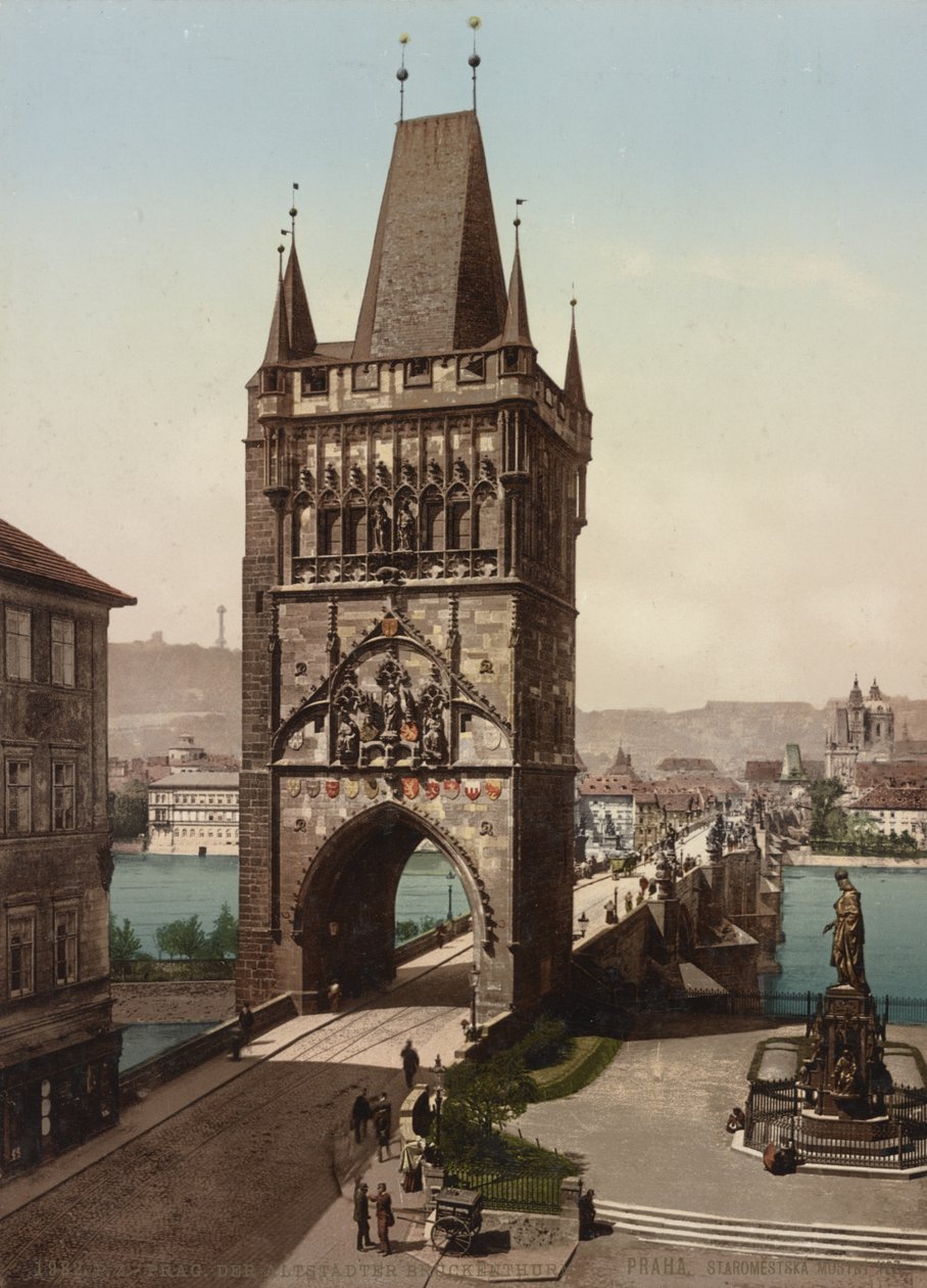 Torre del Puente de la Ciudad Vieja, Praga, 1905 de Detroit Publishing Co.