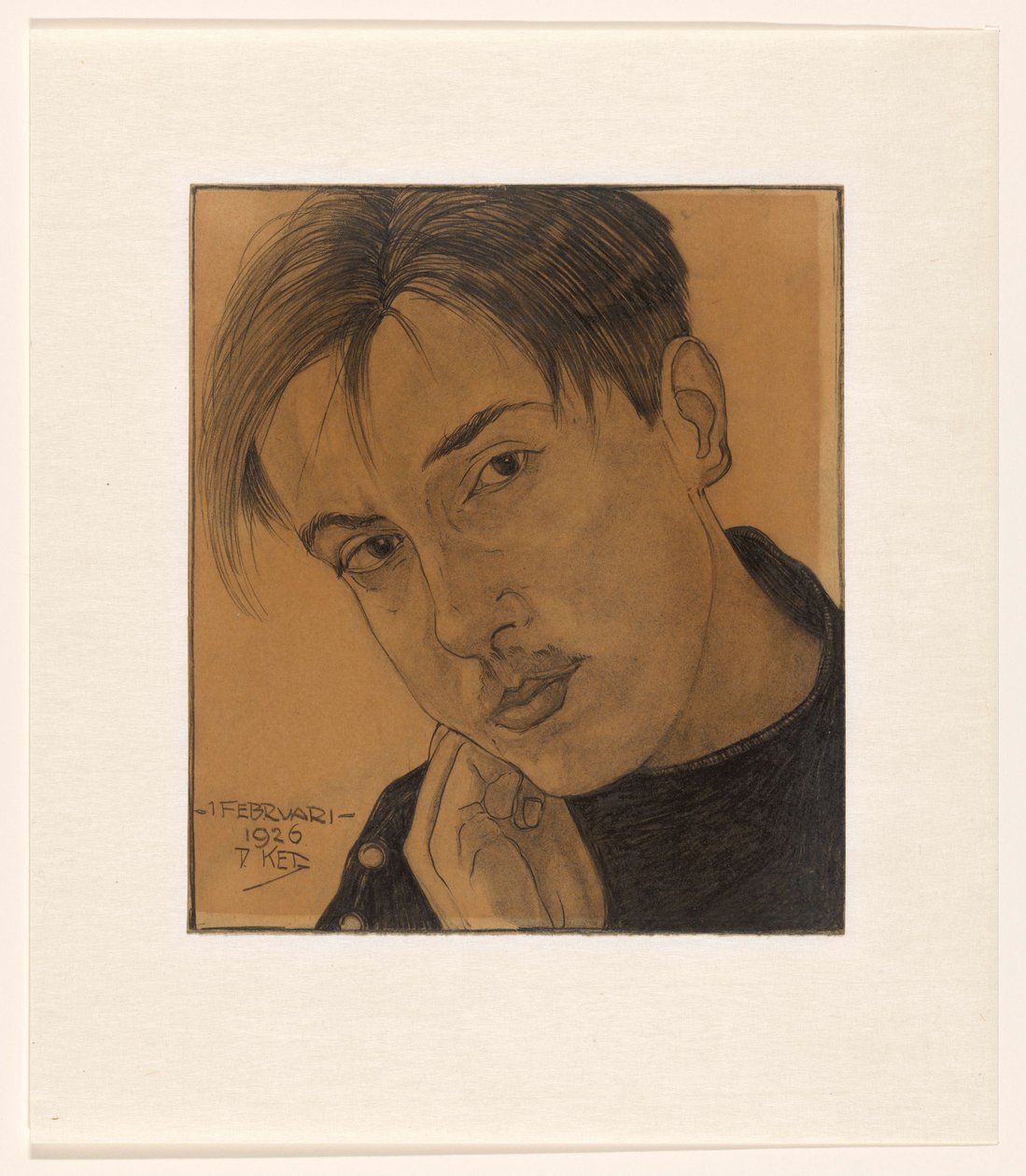 Autorretrato (con la mano) de Dick Ket (signed by artist)