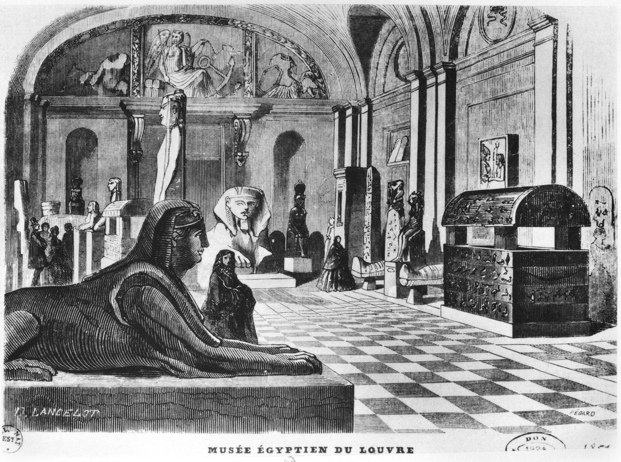 Las salas egipcias en el Museo del Louvre, grabado por Pegard (siglo XIX) 1851 de Dieudonne Auguste Lancelot