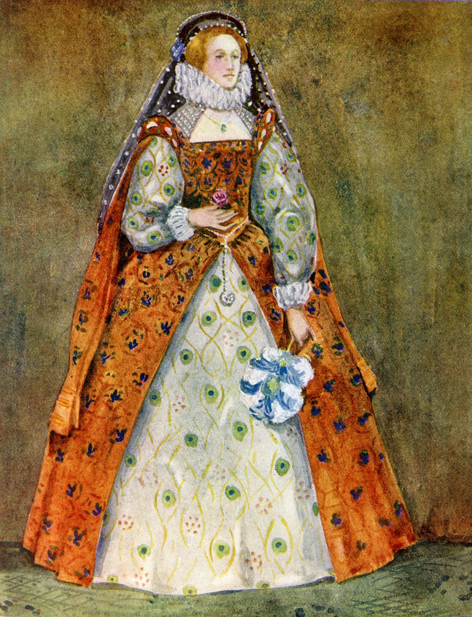 Traje de mujer en el reinado de Isabel I (1558-1603) de Dion Clayton Calthrop