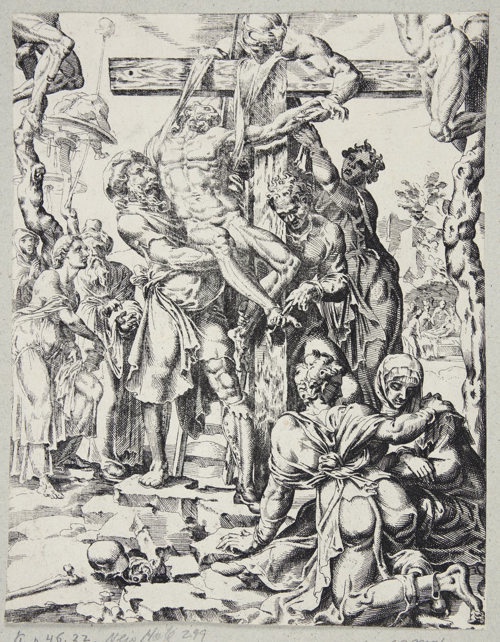 El descendimiento de la cruz de Dirck Volckertsz. Coornhert
