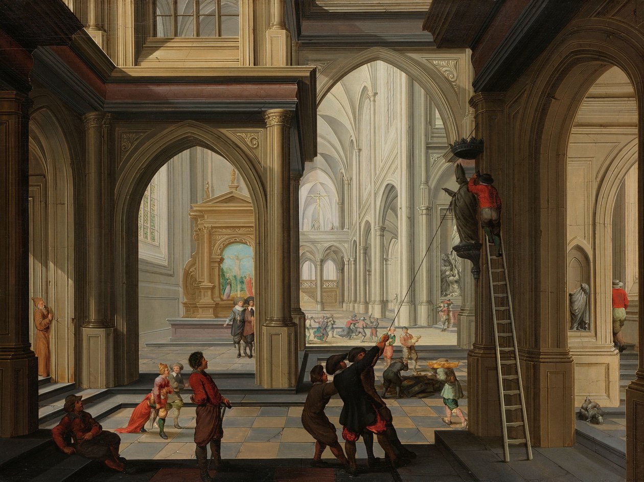 Iconoclasia en una iglesia de Dirck van Delen