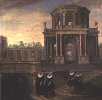 Mujeres bajando escaleras de Dirck van Delen