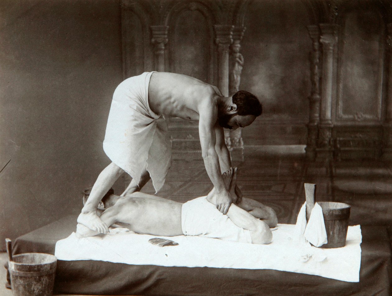 El baño oriental. Masaje, 1880s de Dmitri Ivanovich Yermakov