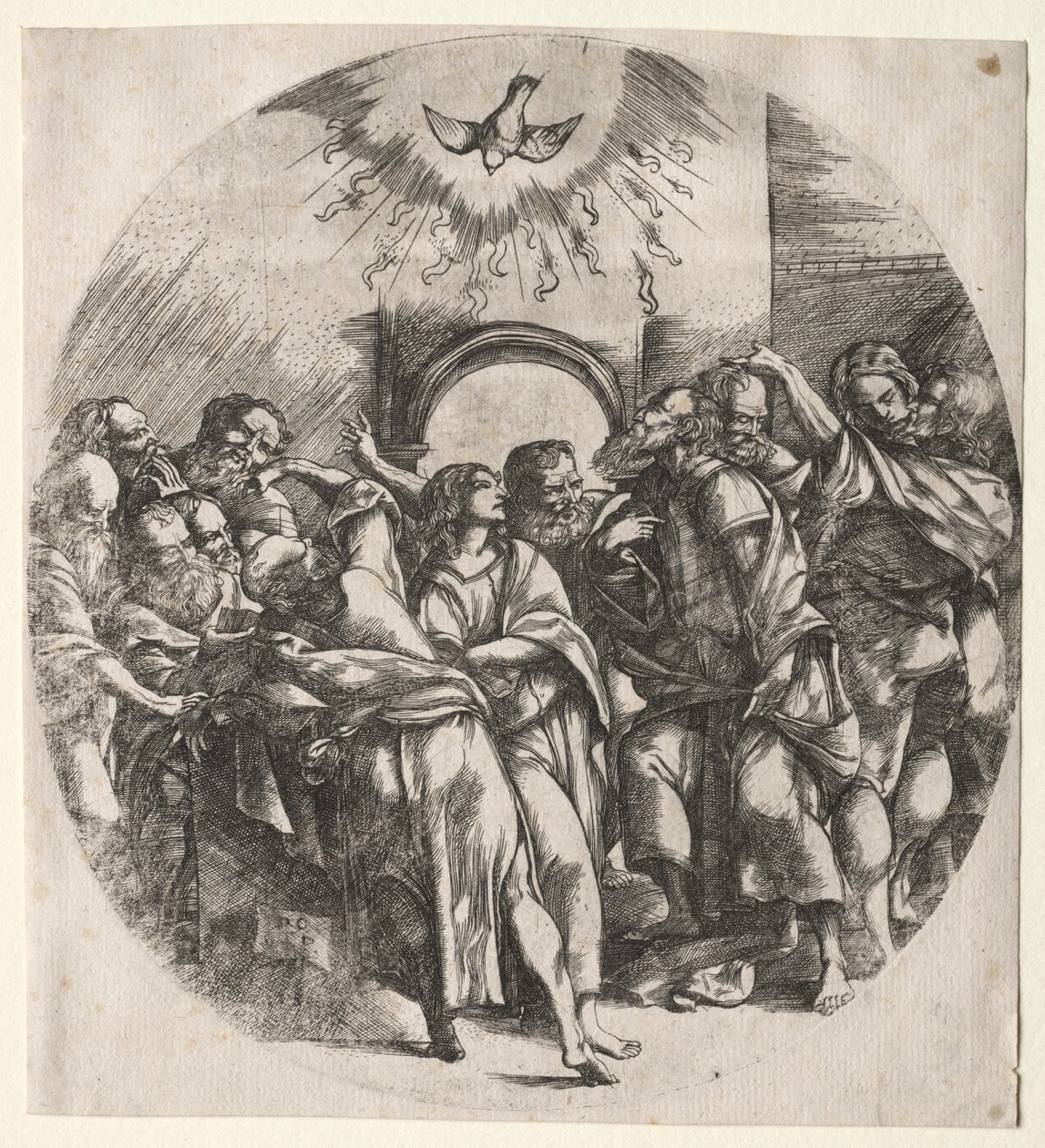 El descenso del Espíritu Santo, 1518 de Domenico Campagnola