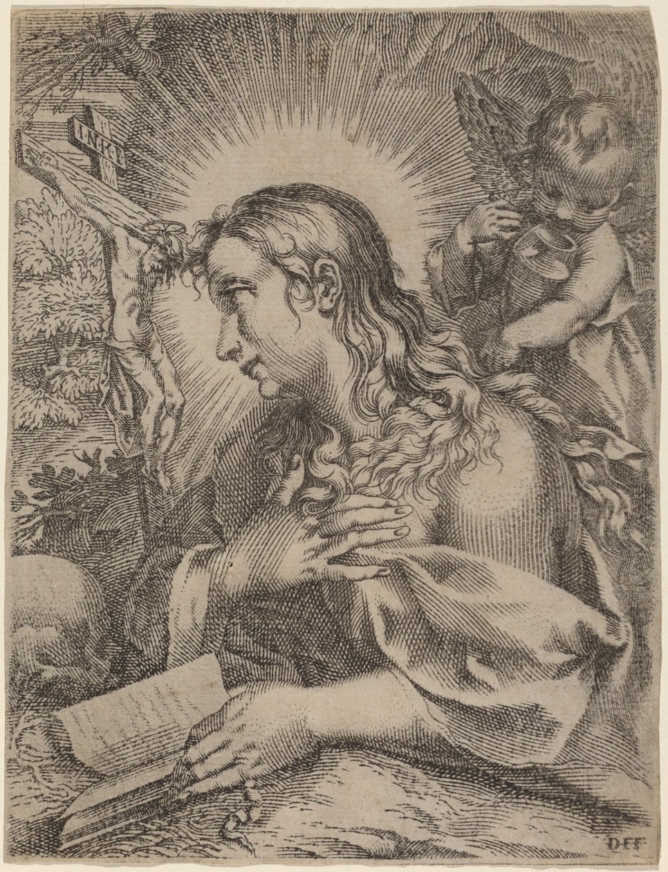 La Magdalena penitente de Domenico Falcini after Francesco Villamena after Francesco Vanni
