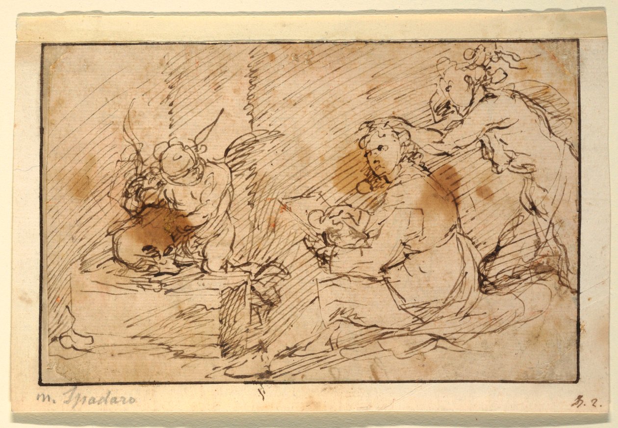 Artista sentado de Domenico Gargiulo, called Micco Spadaro