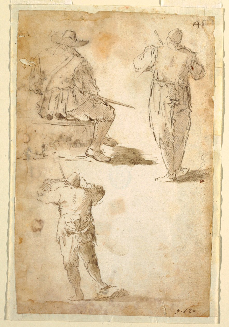 Tres hombres de Domenico Gargiulo, called Micco Spadaro