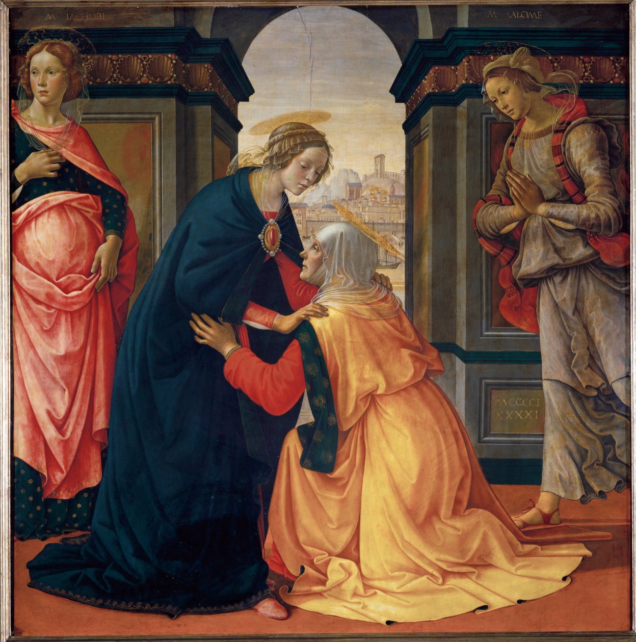La visita entre Marie-Jacobie y Marie-Salomé ... de Domenico Ghirlandaio