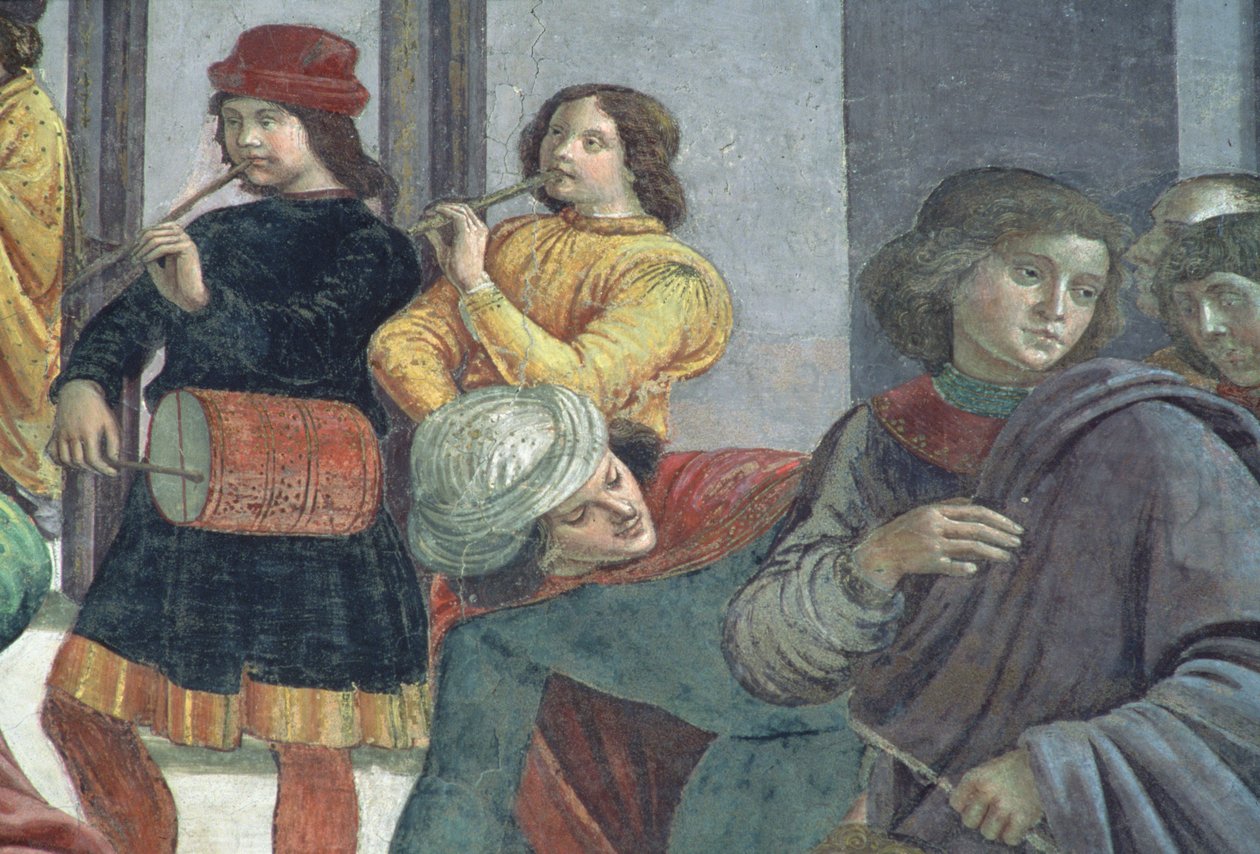 Músicos, del Matrimonio de la Virgen de Domenico Ghirlandaio